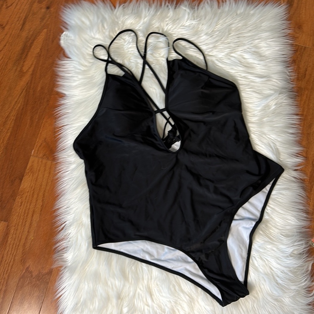 Shein Black Low Cut One-Piece Swim Suit Sz 4XL NWOT